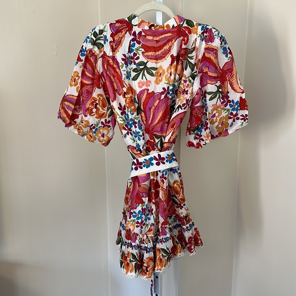 Farm Rio Spring Bananas Puff Sleeve Mini Dress Small - Picture 10 of 10